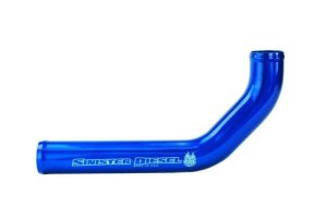 GMC Sierra 2500 Intercooler Piping - Sinister Diesel - Upper Radiator Pipe 6061 Aluminum - Sinister Blue - `01-`05